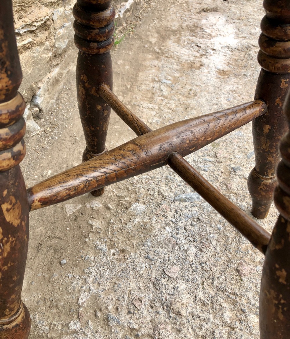 Antique Elm Tavern Stool View VIII