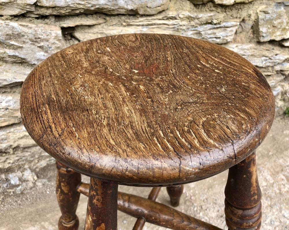 Antique Elm Tavern Stool View IX