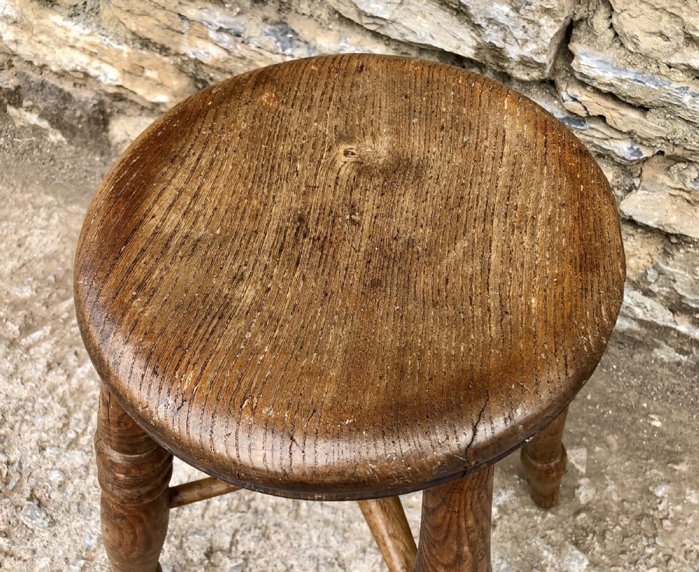 Antique Elm Tavern Stool View III