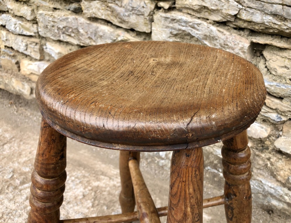 Antique Elm Tavern Stool View IV