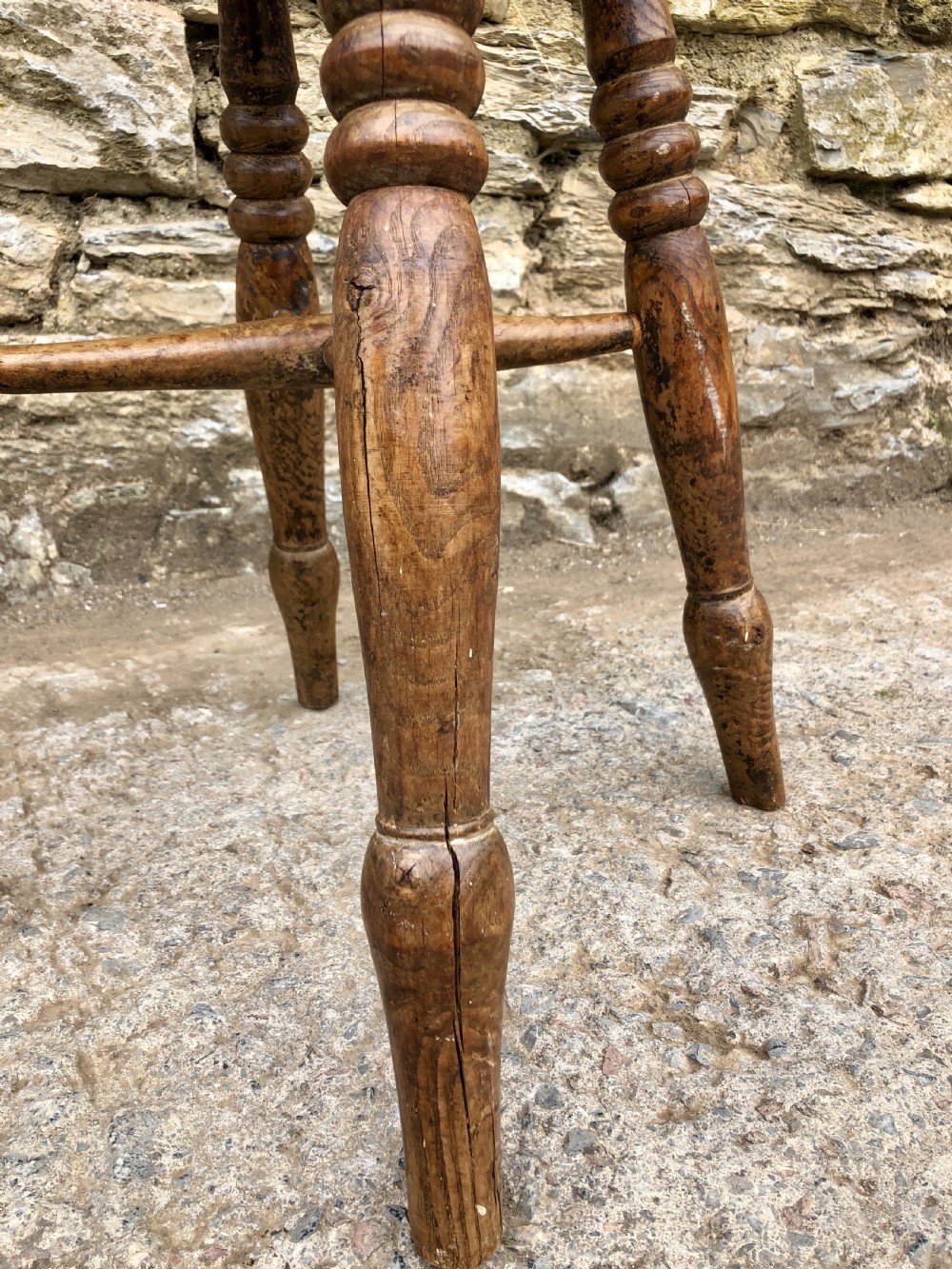 Antique Elm Tavern Stool View IX
