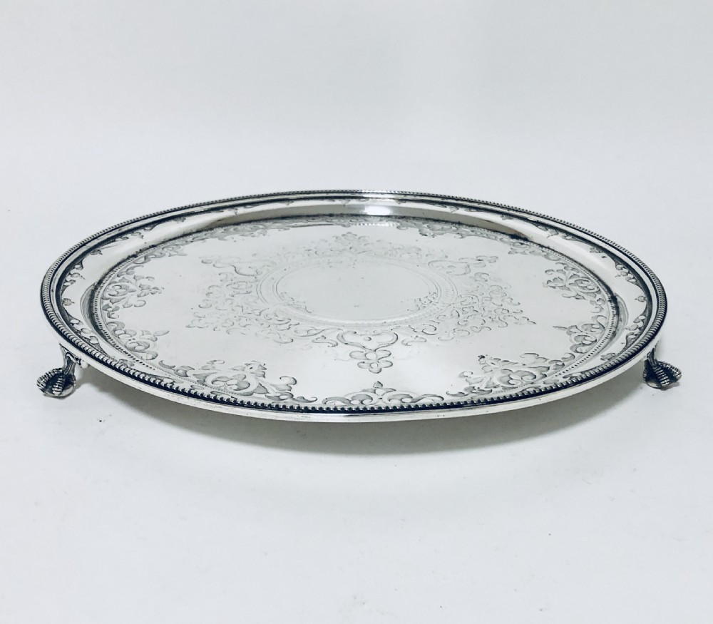 Victorian Solid Sterling Silver Salver View II