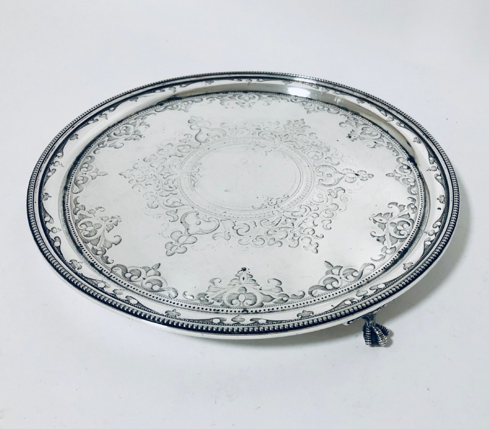 Victorian Solid Sterling Silver Salver View VI