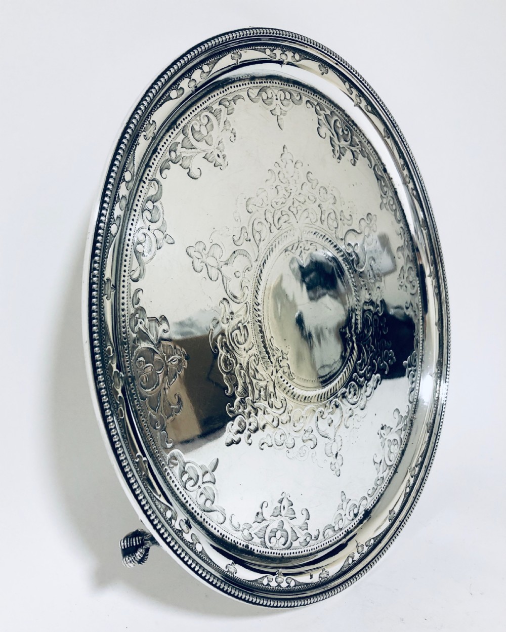Victorian Solid Sterling Silver Salver View VII