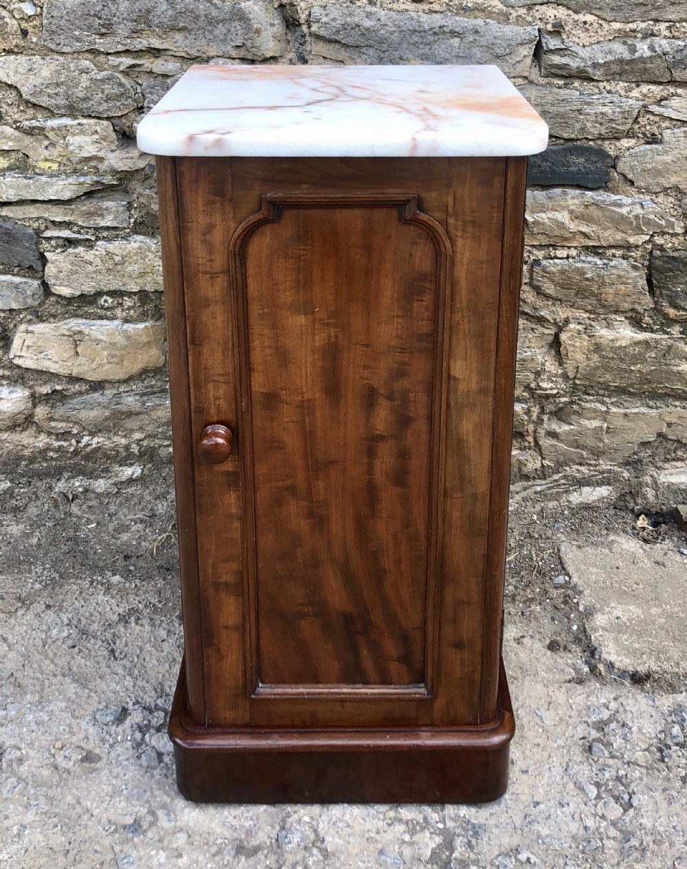 Antique Victorian Mahogany Marble Top Bedside Cupboard