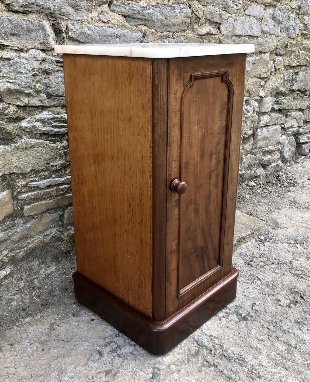 Antique Victorian Mahogany Marble Top Bedside Cupboard View V