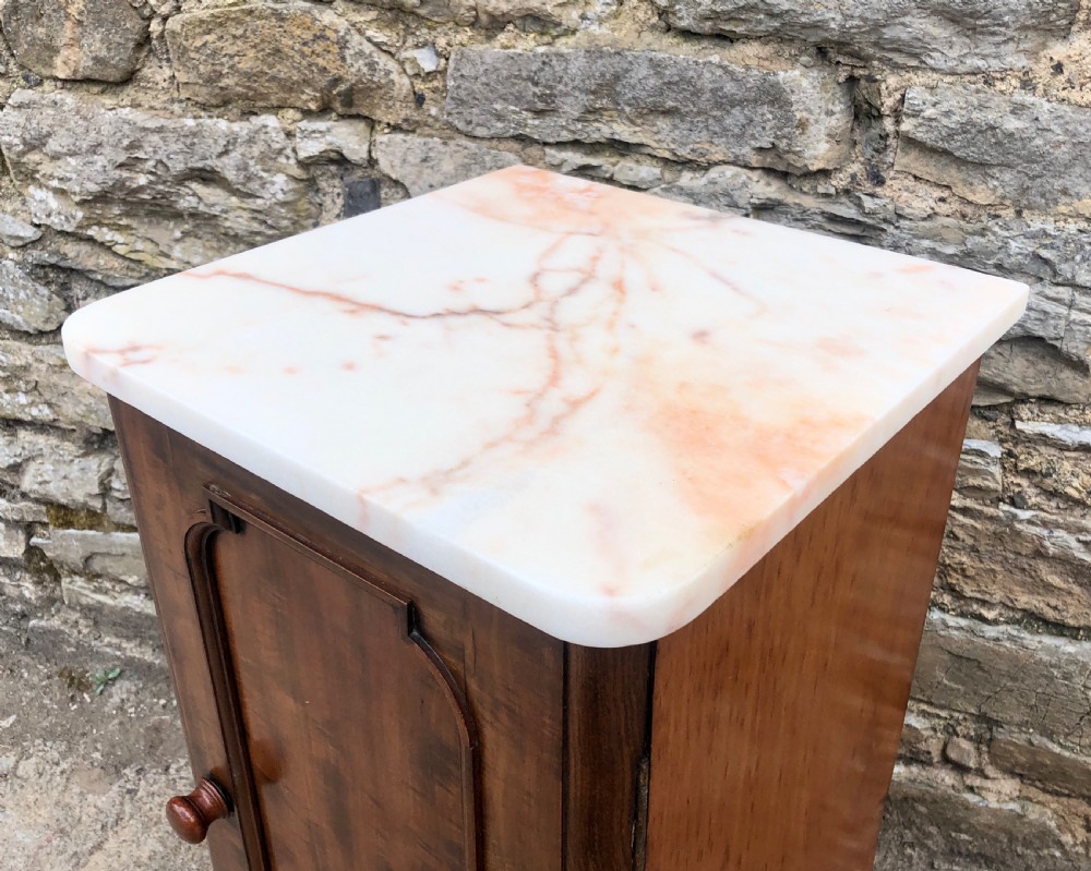 Antique Victorian Mahogany Marble Top Bedside Cupboard View XIII