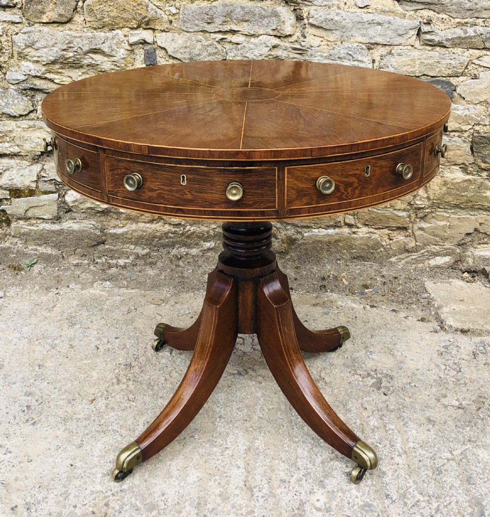Regency Rosewood Inlaid Drum Table 