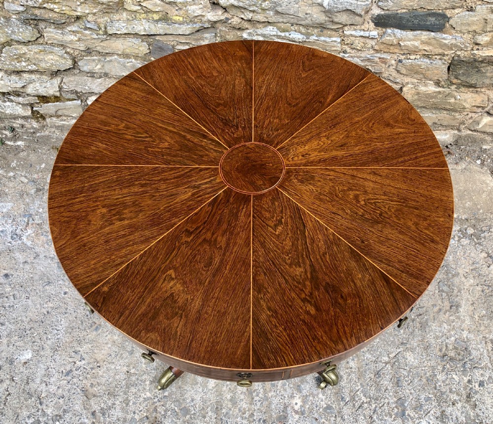 Regency Rosewood Inlaid Drum Table  View II