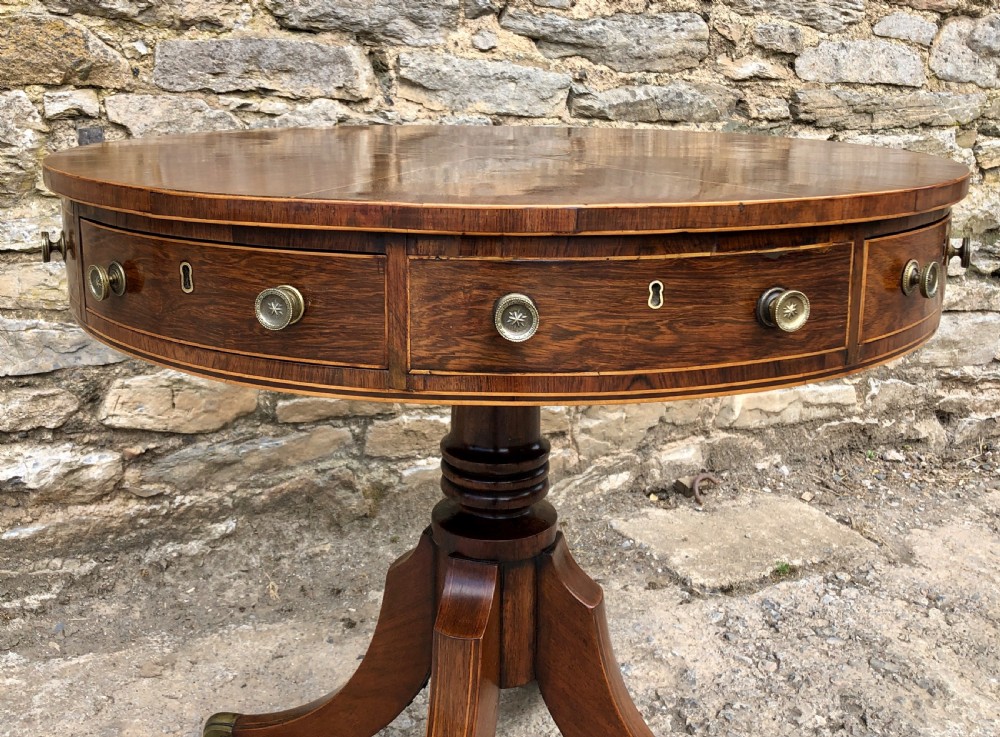 Regency Rosewood Inlaid Drum Table  View IV