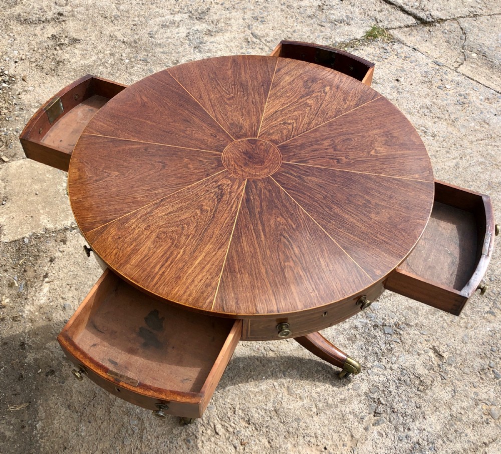 Regency Rosewood Inlaid Drum Table  View VII