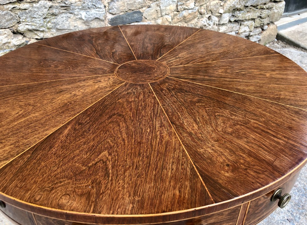 Regency Rosewood Inlaid Drum Table  View XIII