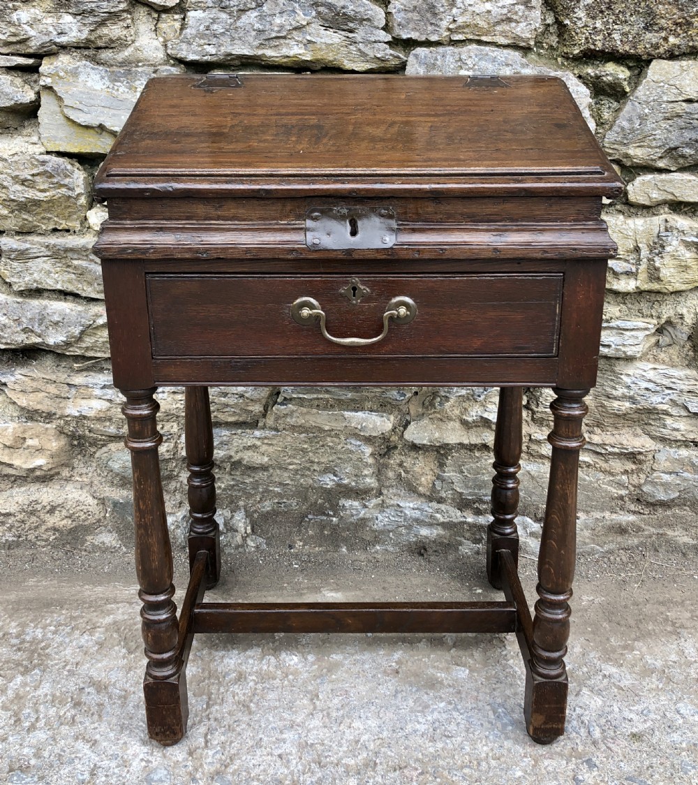Antique Oak Clerks Desk on Stand View II