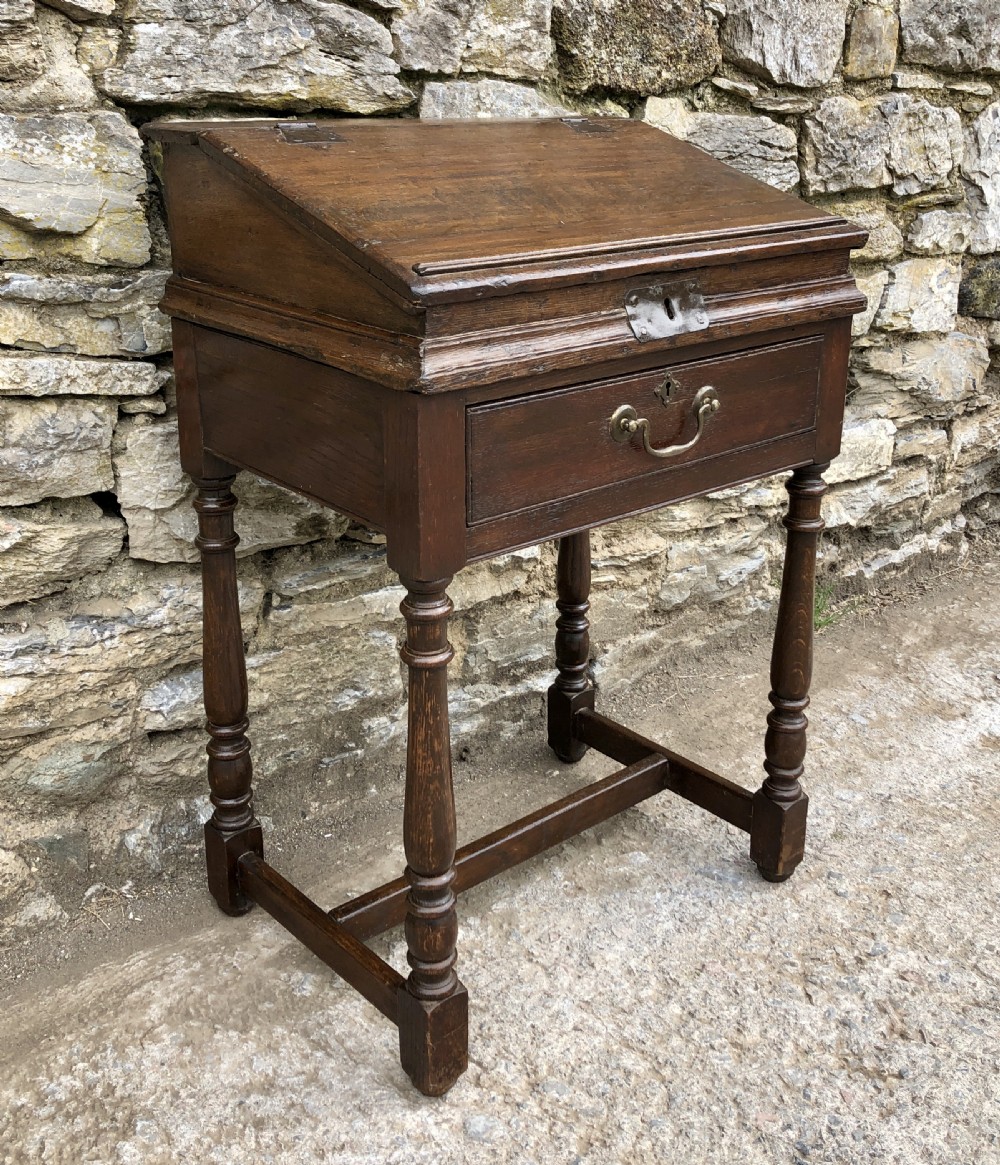 Antique Oak Clerks Desk on Stand View III