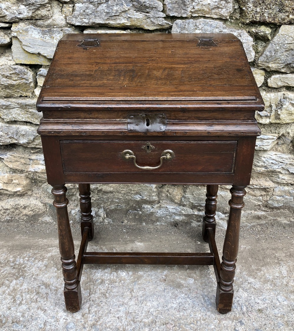 Antique Oak Clerks Desk on Stand View V
