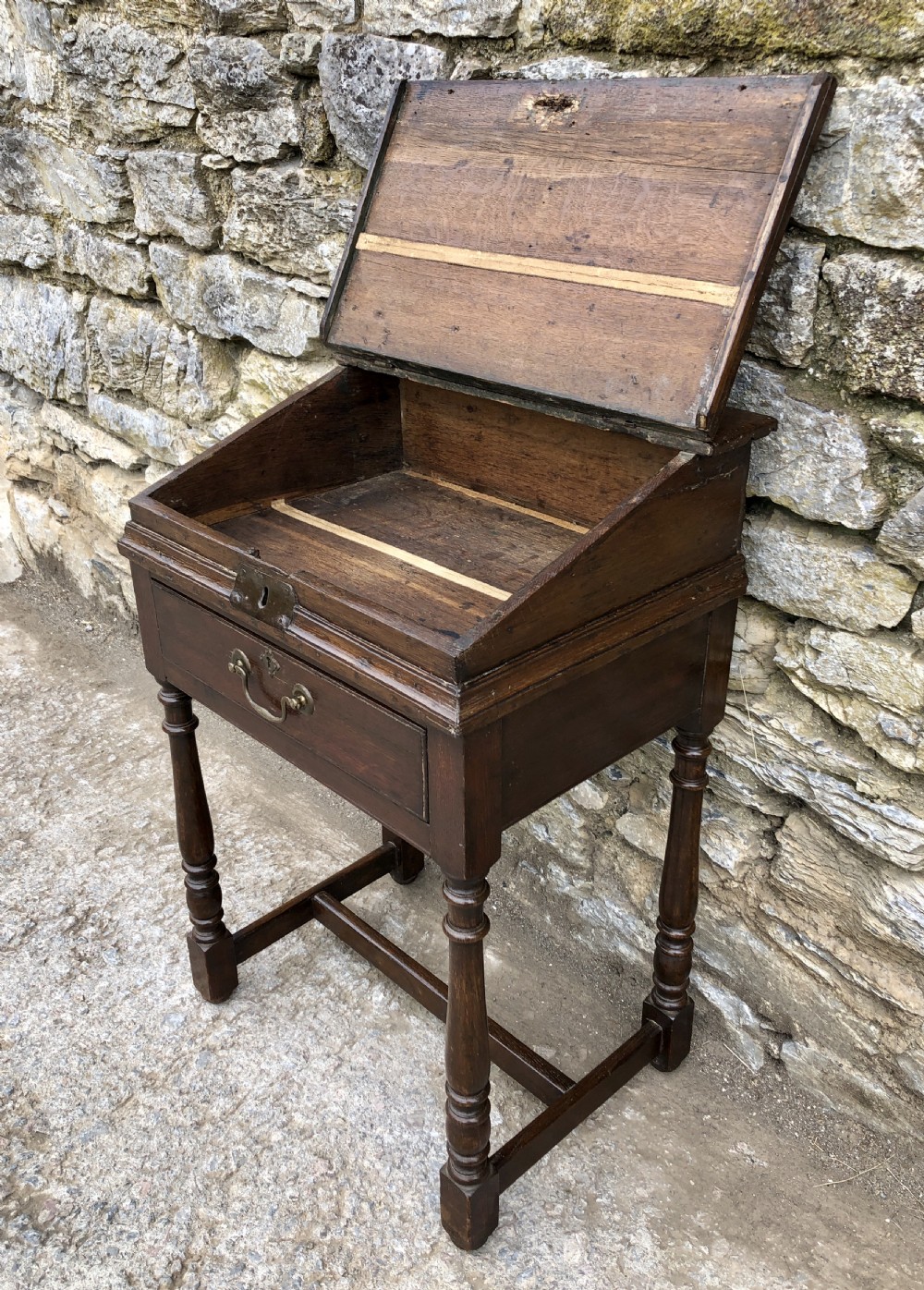 Antique Oak Clerks Desk on Stand View VI