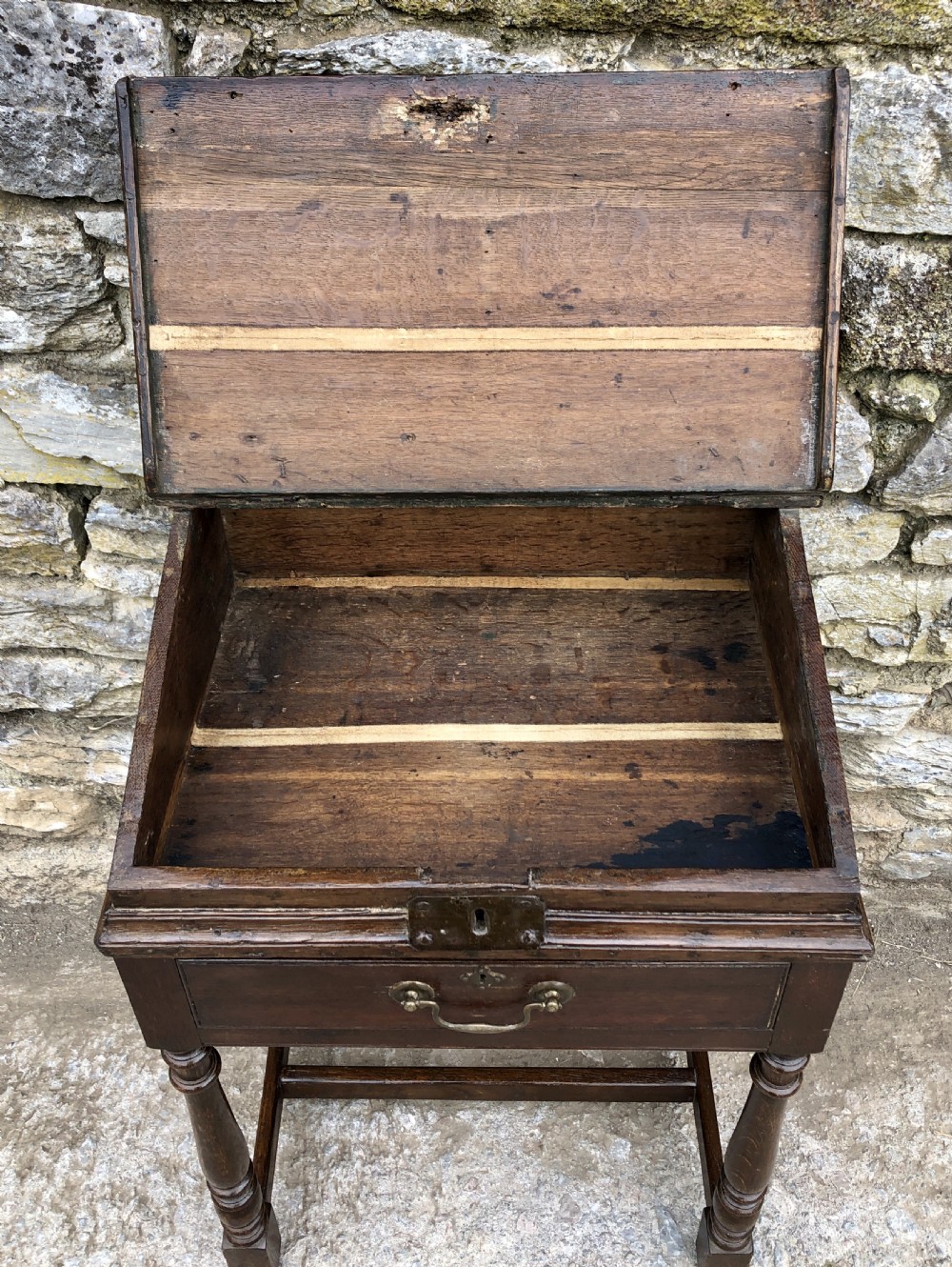 Antique Oak Clerks Desk on Stand View IX