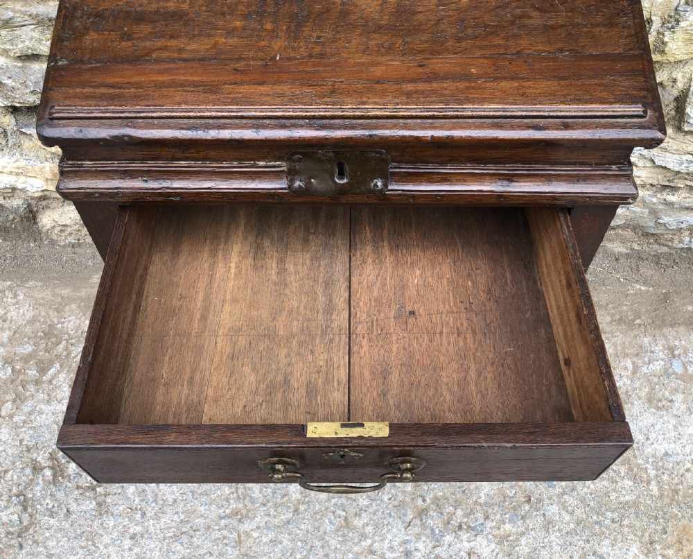 Antique Oak Clerks Desk on Stand View XIV