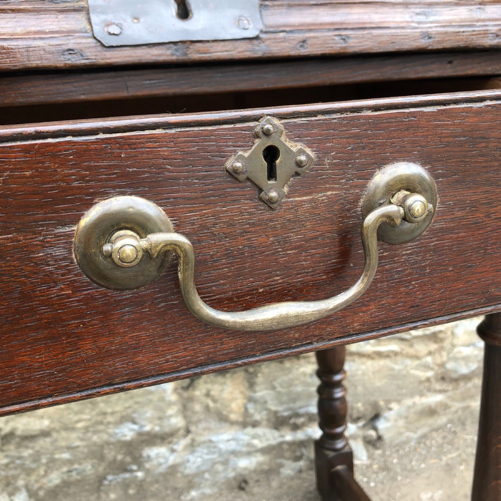 Antique Oak Clerks Desk on Stand View XVI