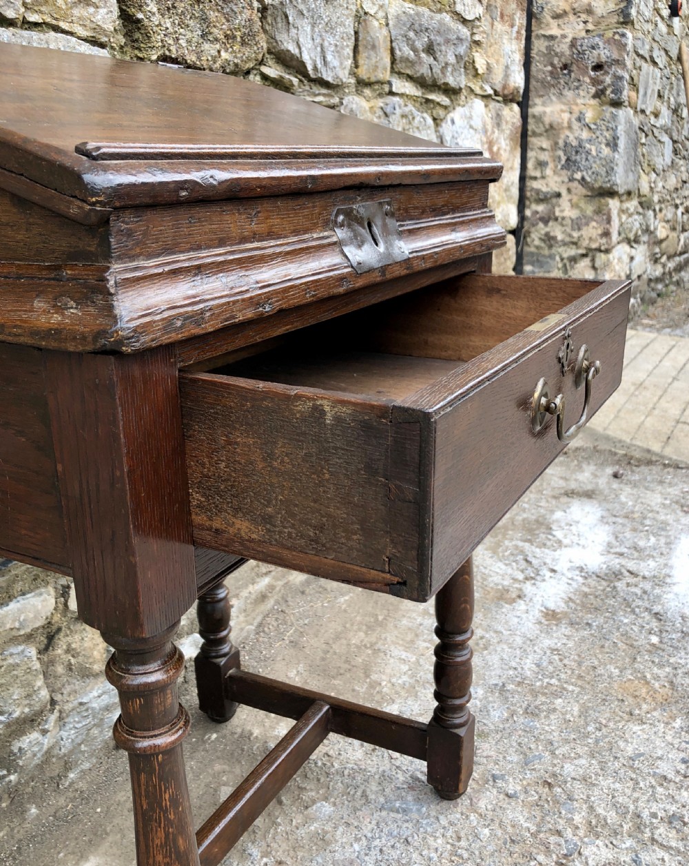 Antique Oak Clerks Desk on Stand View XVII