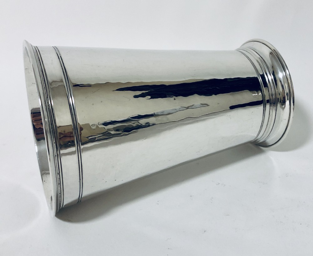 Antique Solid Silver Planished Beaker  View V