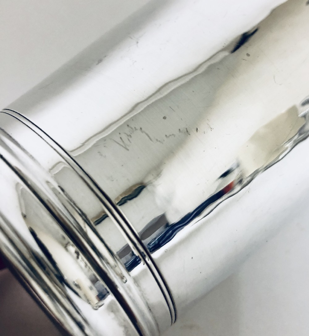 Antique Solid Silver Planished Beaker  View XII