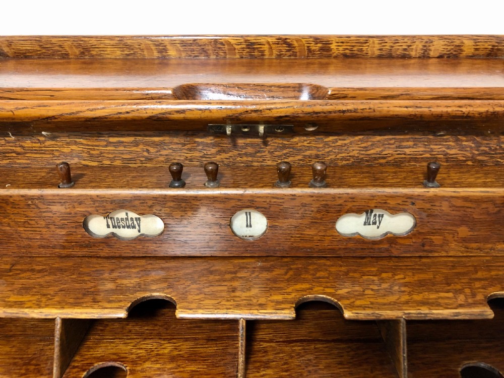Antique Oak Tambour Front Desktop Stationery Cabinet View VI