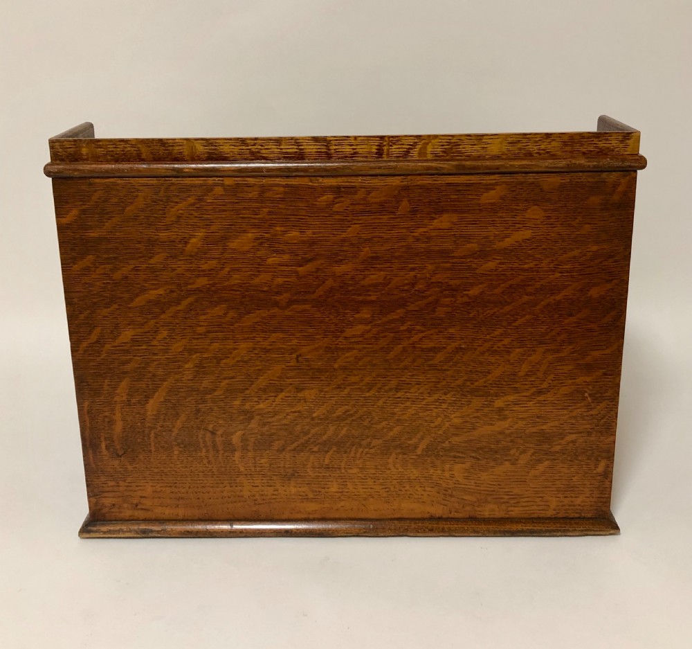 Antique Oak Tambour Front Desktop Stationery Cabinet View XI