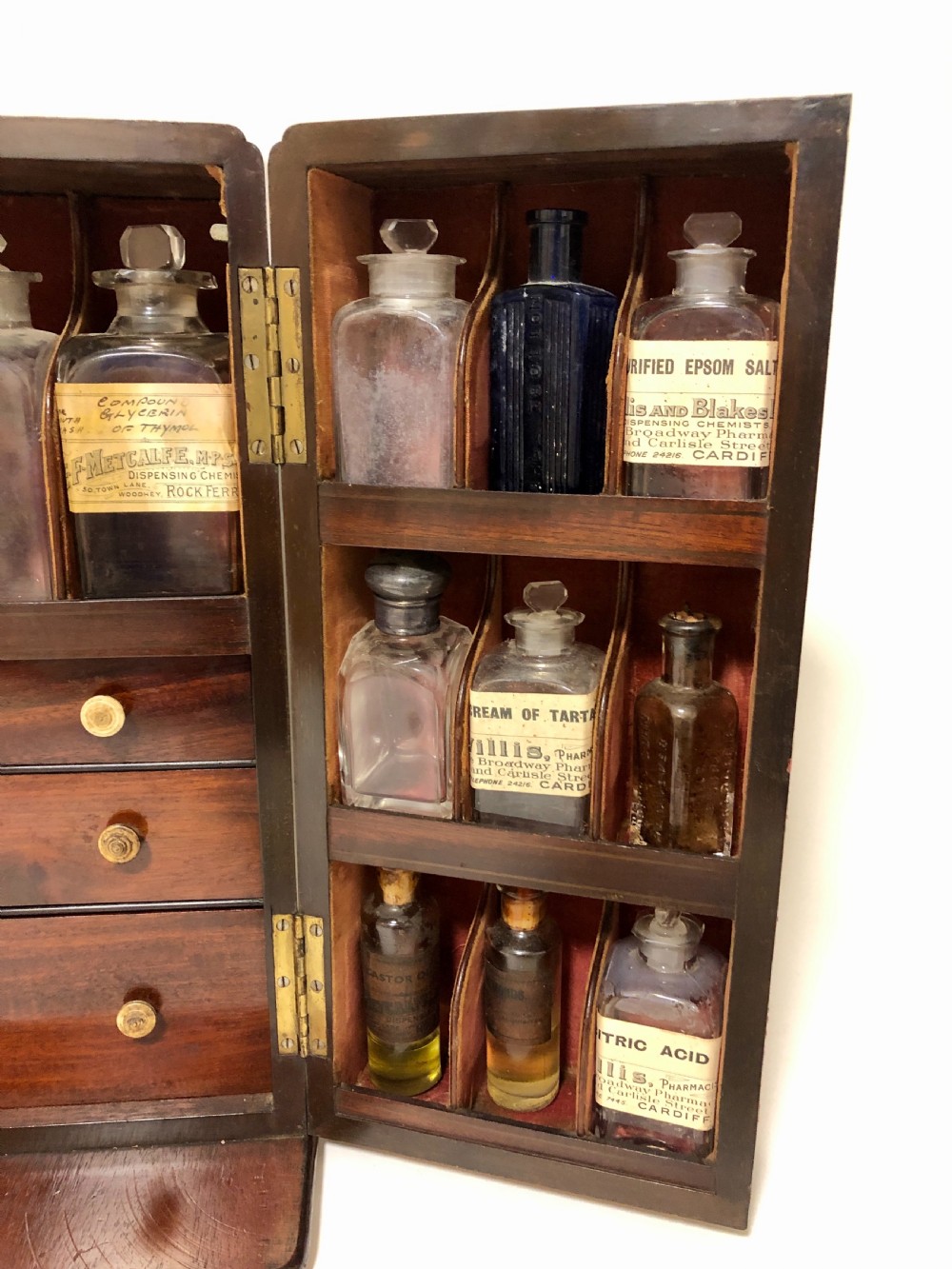 Georgian Apothecary Cabinet Box with Contents View V