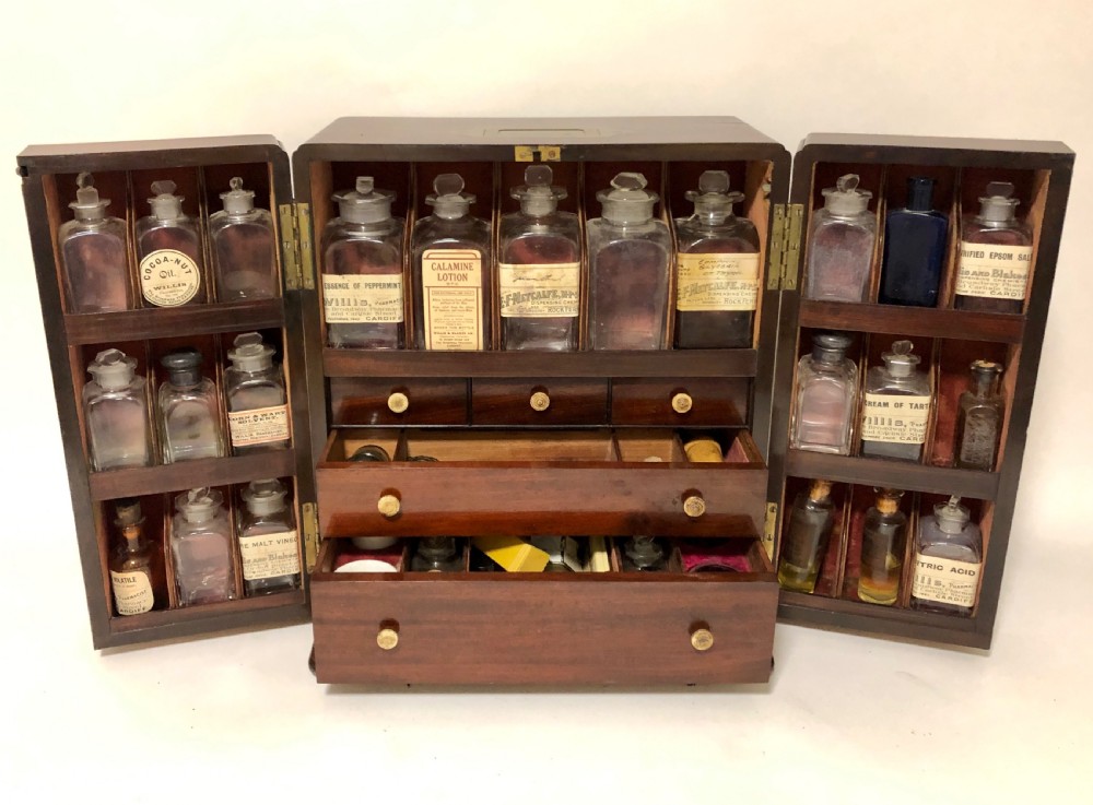 Georgian Apothecary Cabinet Box with Contents