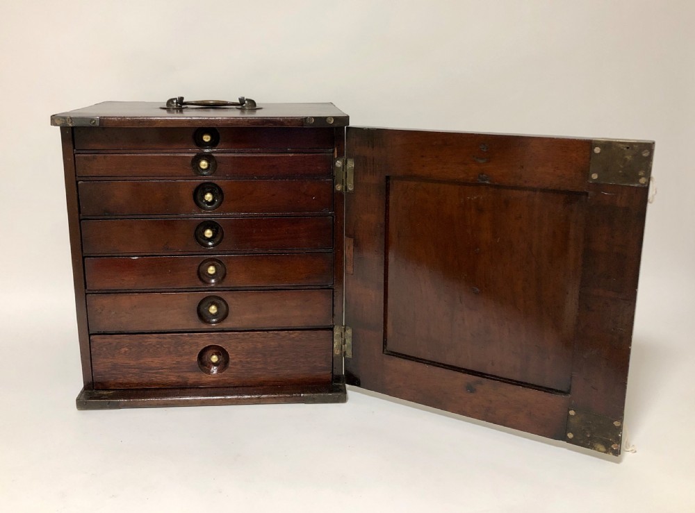 Victorian Mahogany Collectors Cabinet Drawers with Locking Door 