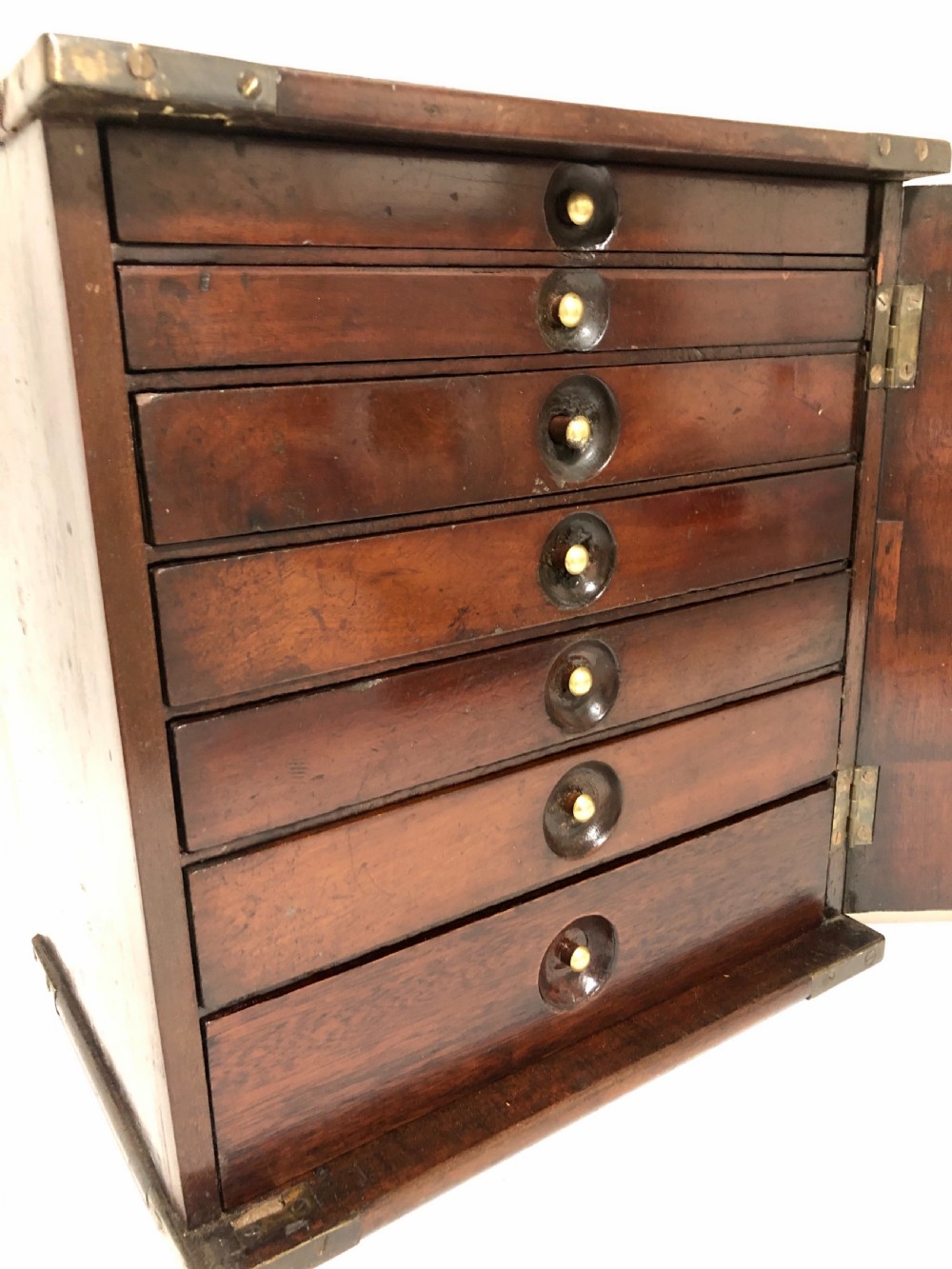 Victorian Mahogany Collectors Cabinet Drawers with Locking Door  View V