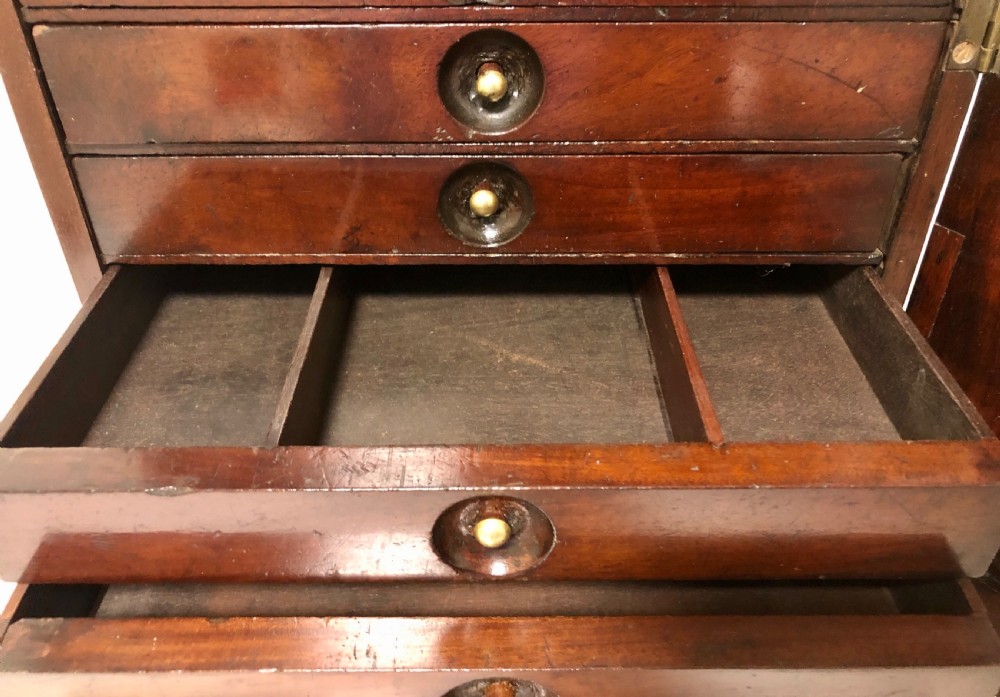 Victorian Mahogany Collectors Cabinet Drawers with Locking Door  View VII