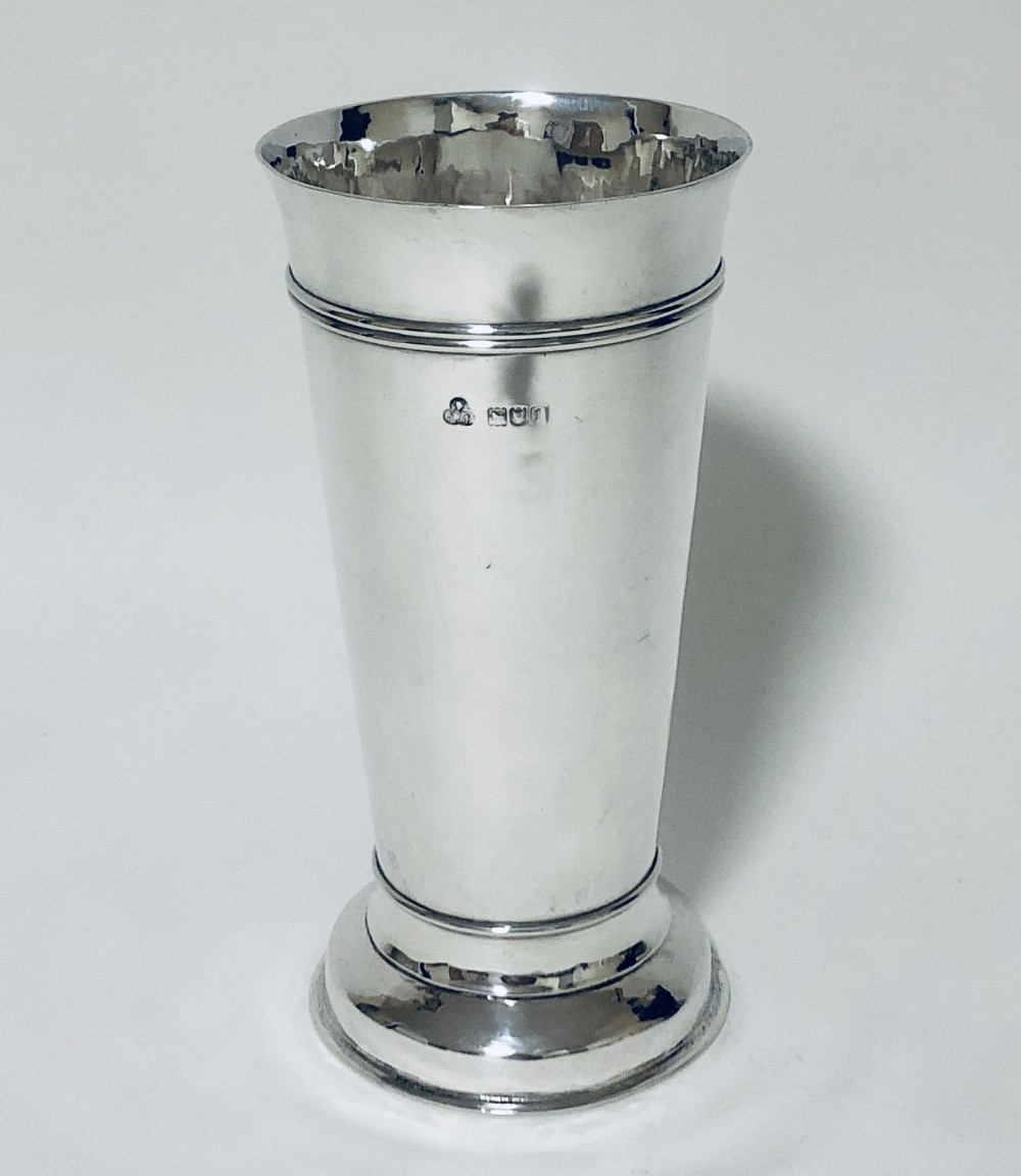 Large Antique Solid Silver Beaker Vase