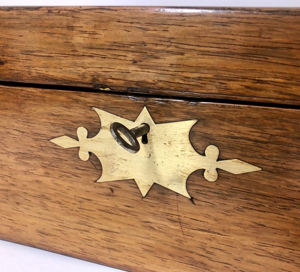 Antique Victorian Brass Bound Writing Slope Box with Secret Drawers View V