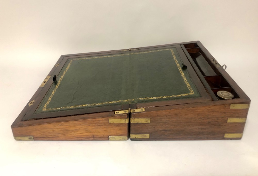 Antique Victorian Brass Bound Writing Slope Box with Secret Drawers View VIII