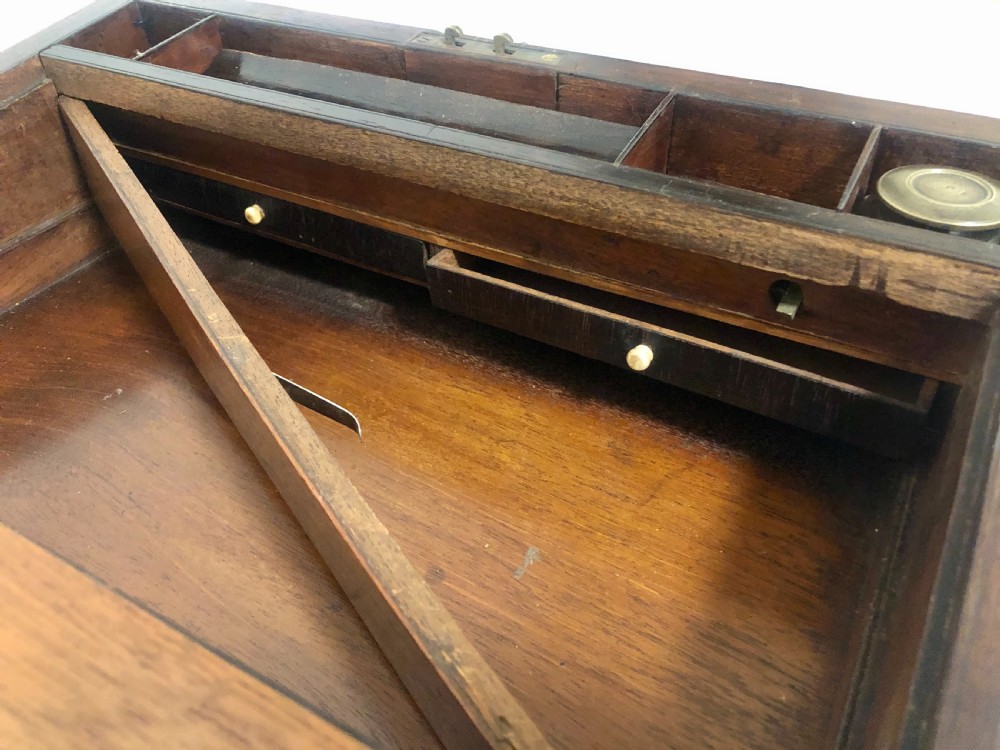Antique Victorian Brass Bound Writing Slope Box with Secret Drawers View XI