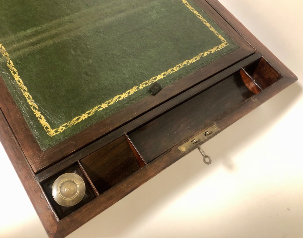 Antique Victorian Brass Bound Writing Slope Box with Secret Drawers View XII