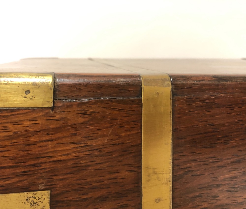 Antique Victorian Brass Bound Writing Slope Box with Secret Drawers View XIV