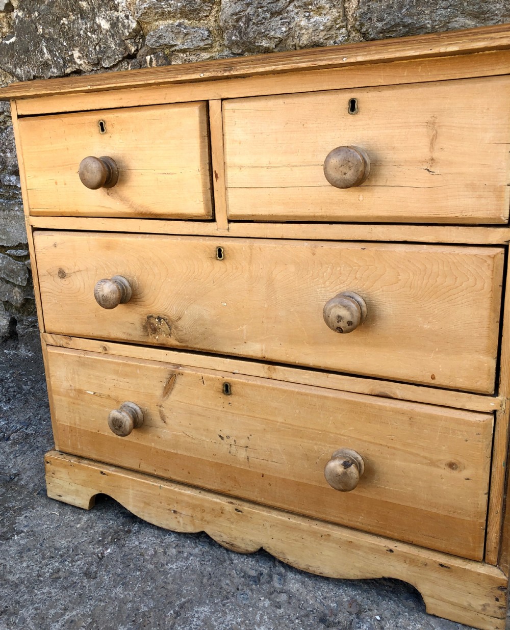 Small Antique Pine Chest of Drawers View X