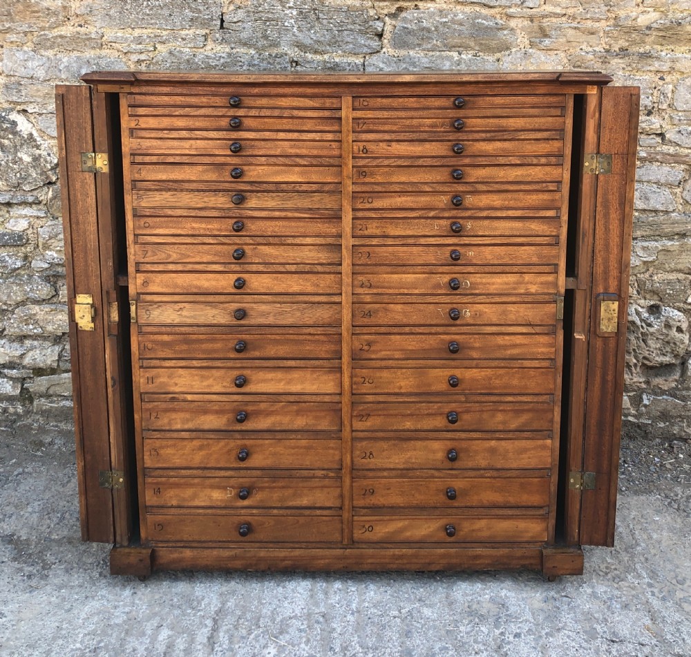 Large Antique 30 Drawer Specimen Cabinet View X