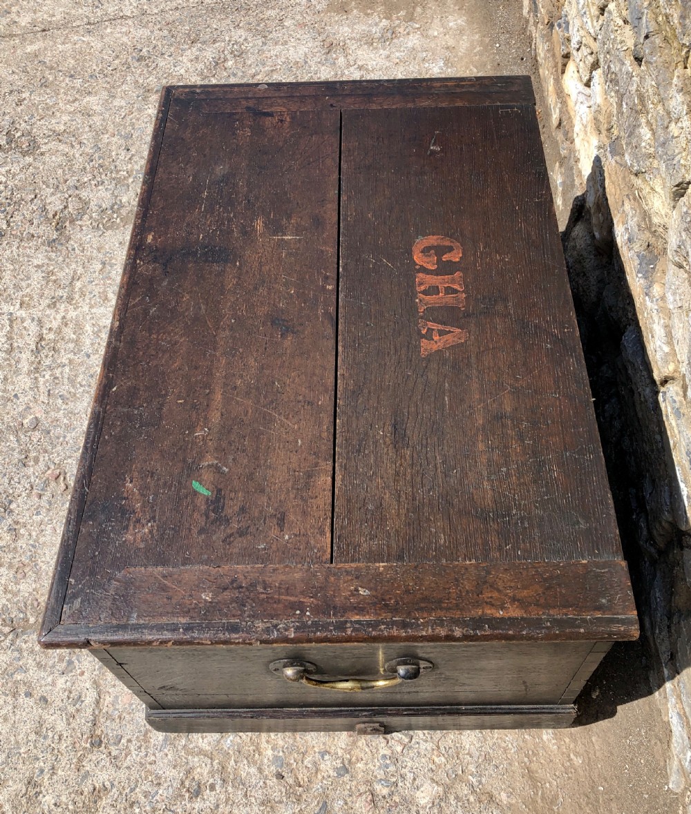 Antique Oak Storage Chest Box View X
