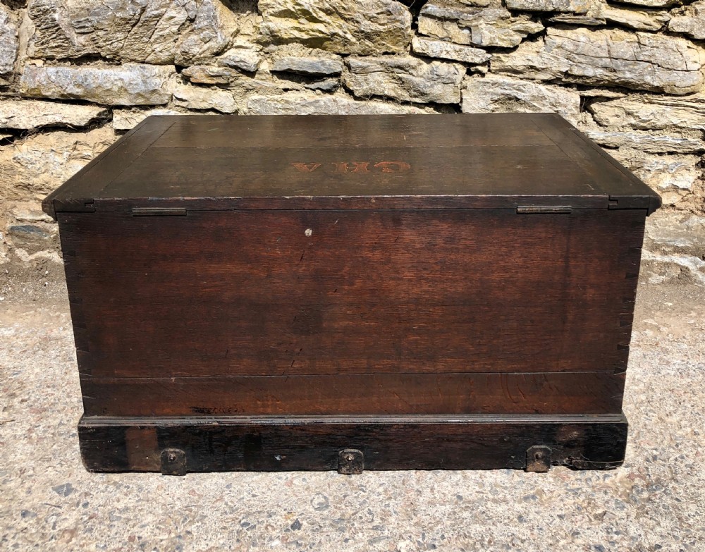 Antique Oak Storage Chest Box View XIII