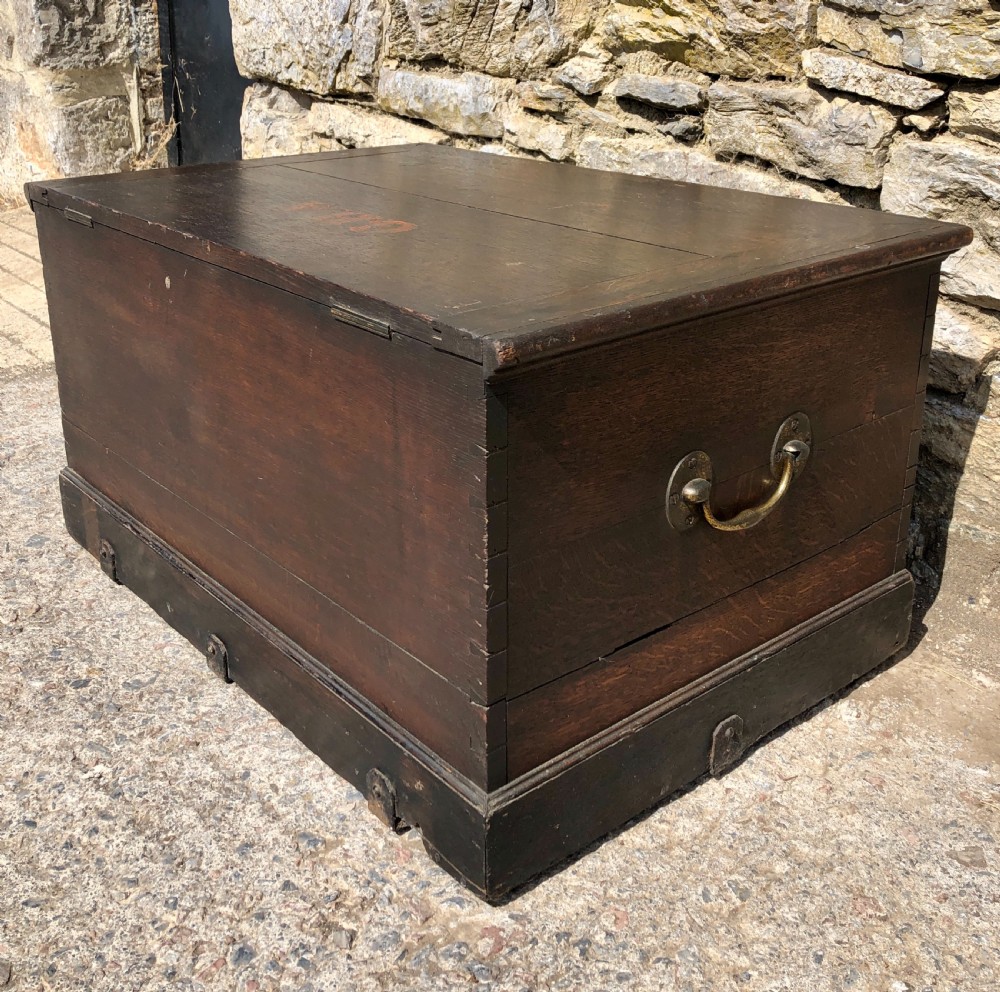 Antique Oak Storage Chest Box View XIV