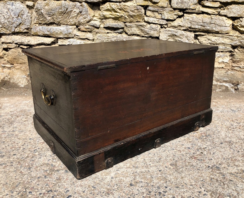 Antique Oak Storage Chest Box View XV