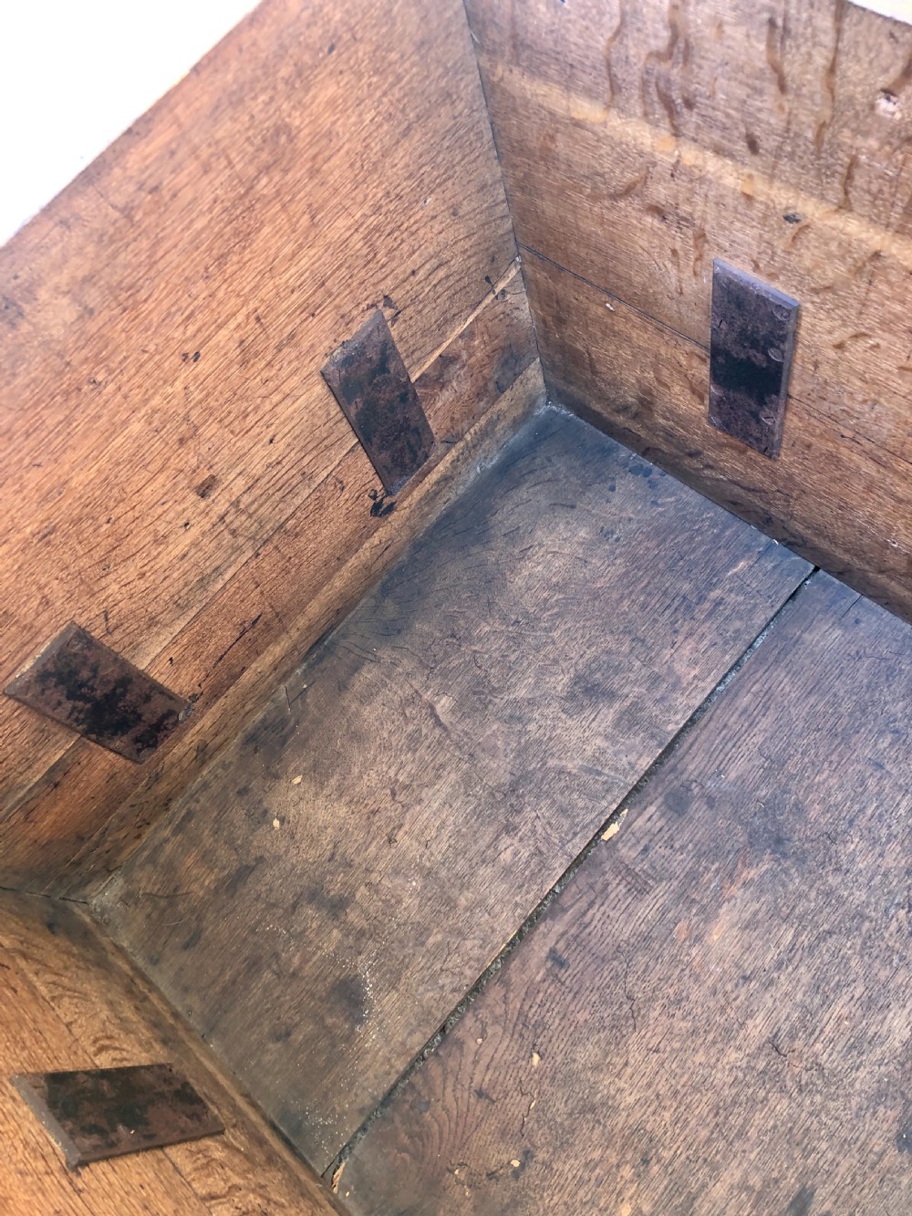 Antique Oak Storage Chest Box View XVII