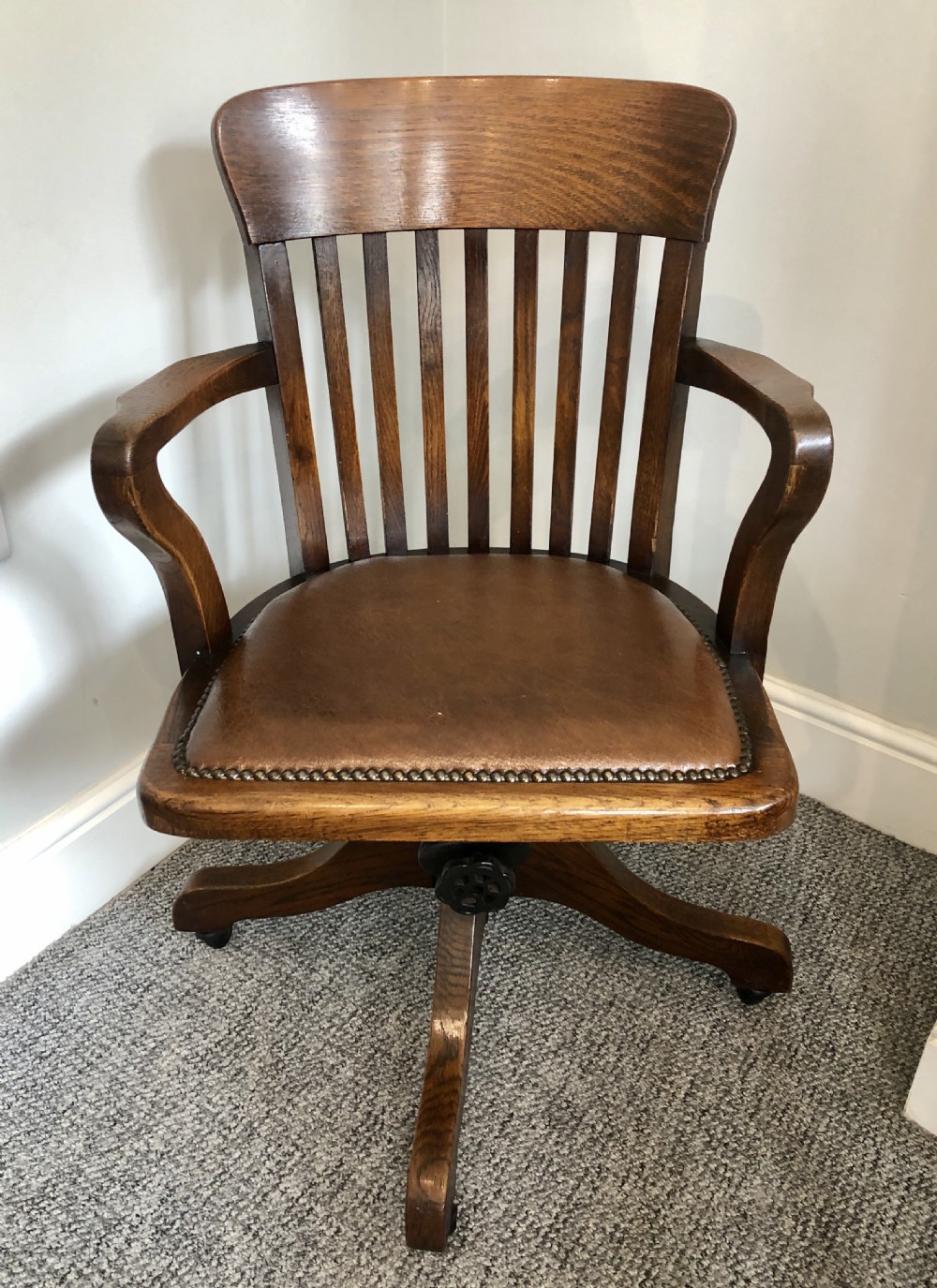 Antique Swivel and Tilt Oak Desk Chair View II