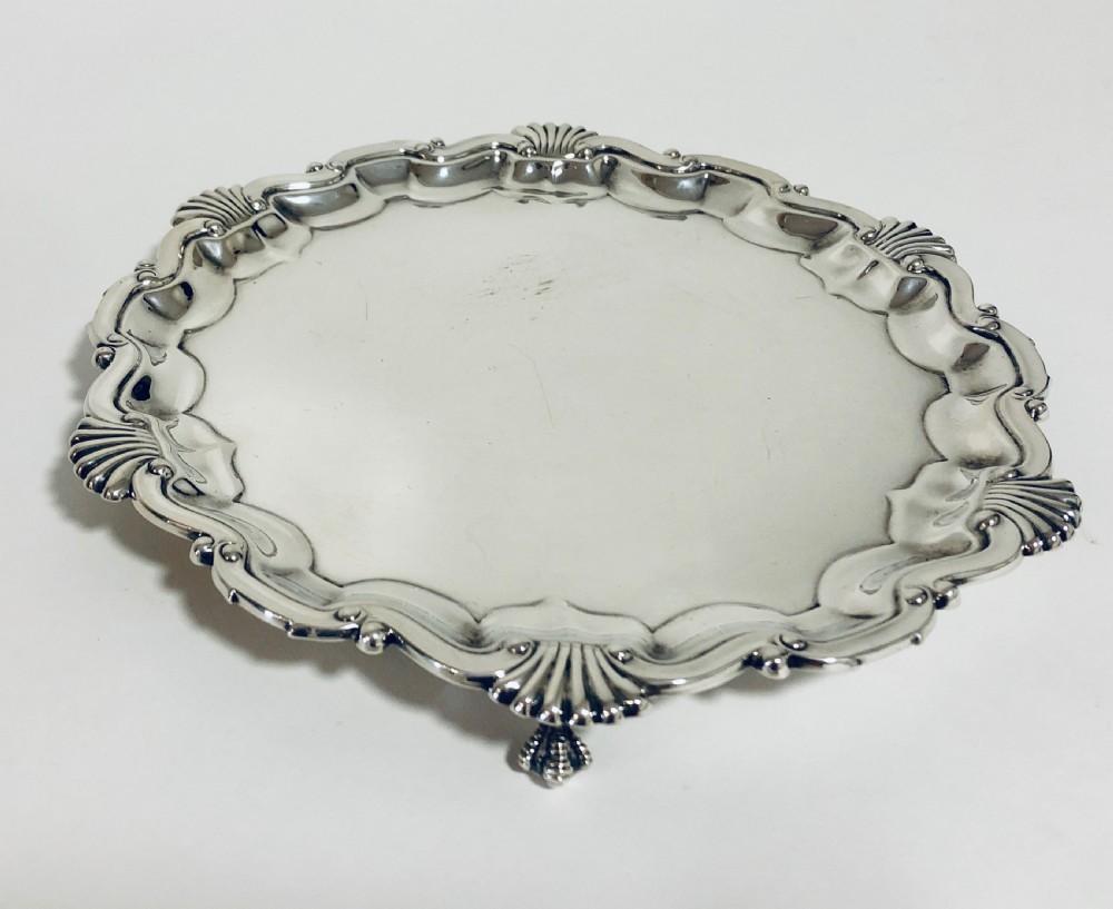 Antique Solid Silver Salver View VII