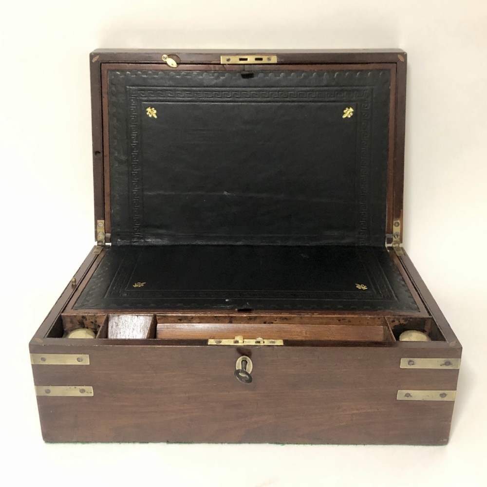 Antique Mahogany Campaign Writing Slope Box