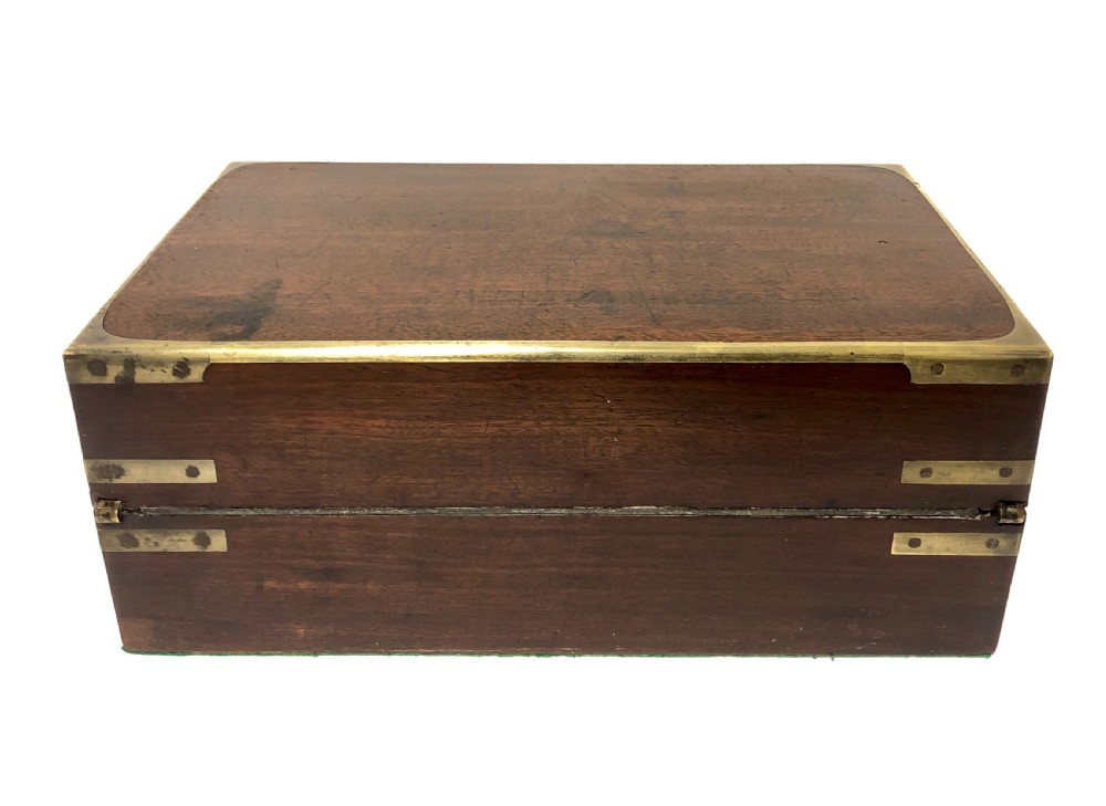 Antique Mahogany Campaign Writing Slope Box View V